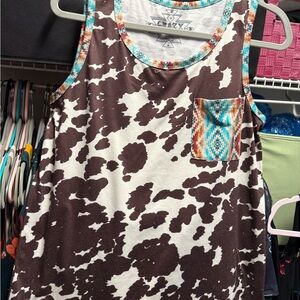 Crazy train Cow Print Tank Top